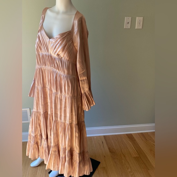 CINQ À SEPT Nina Tiered Satin Midi Dress 10 - Picture 5 of 9